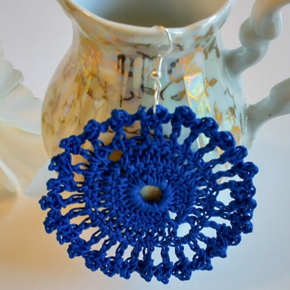 💙Blue, Lace earrings lightweight Handmade Boho - Picture 2 of 2